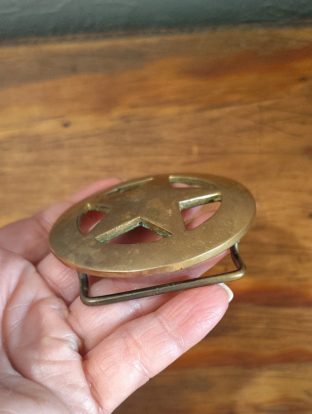 Solid Brass Round Texas Ranger Star Belt 2.5
